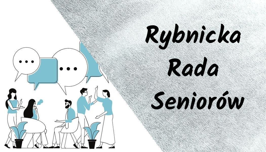 Element graficzny po kliknięciu przenoszący do strony www.rybnik.eu do zakładki Rybnicka Rada Seniorów. Element zawiera tekst Rybnicka Rada Seniorów oraz ozdobnik w postaci grafiki pokazującej rozmawiających ludzi.