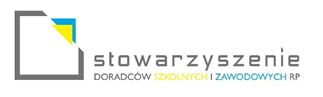 Logo Stowarzyszenie doradców szkolnych i zawodowych RP - zawiera napis oraz element dekoracyjny